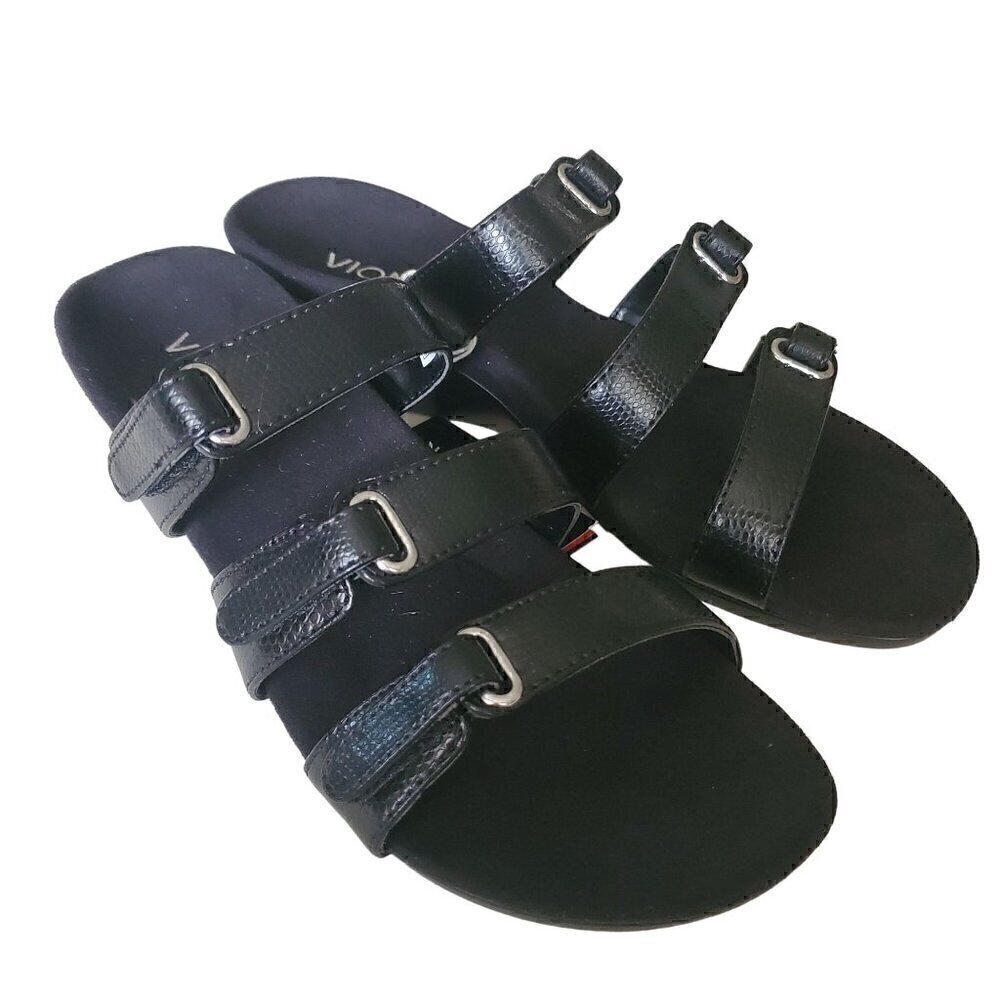 Vionic Orthoheel Black Sandals, Woman's Black Strappy Sandals